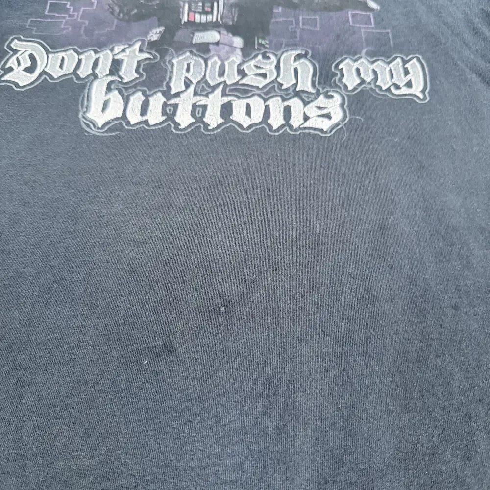 Star Wars Shirt Mens Large Black Don't Push My Buttons Darth Vader Graphic Tee - Picture 3 of 9